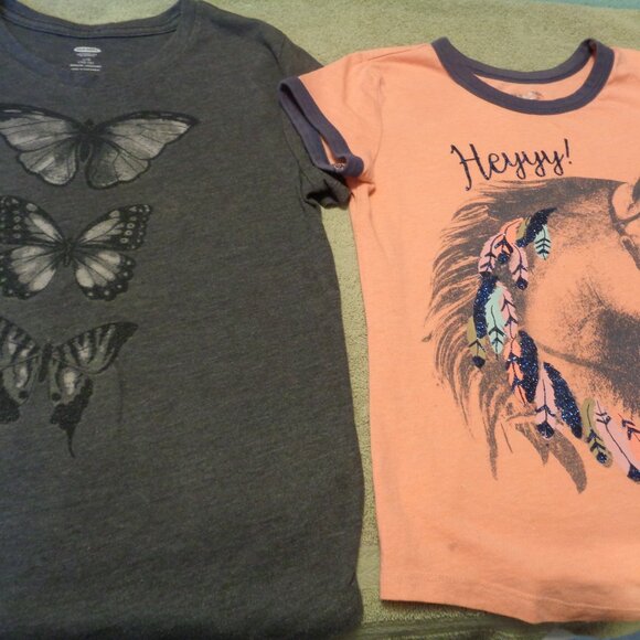 NATURE GIRLS TEESHIRTS HORSE FEATHERS & BUTTERFLYS GIRLS 10/12 PLUS 7/8 - Picture 3 of 8